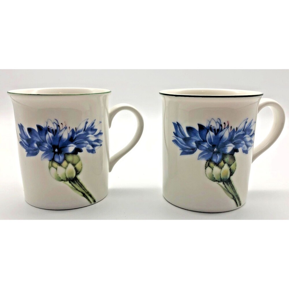 Villeroy & Boch Flora Coffee Tea Mugs Set of 2 Blue Cornflower 10 oz